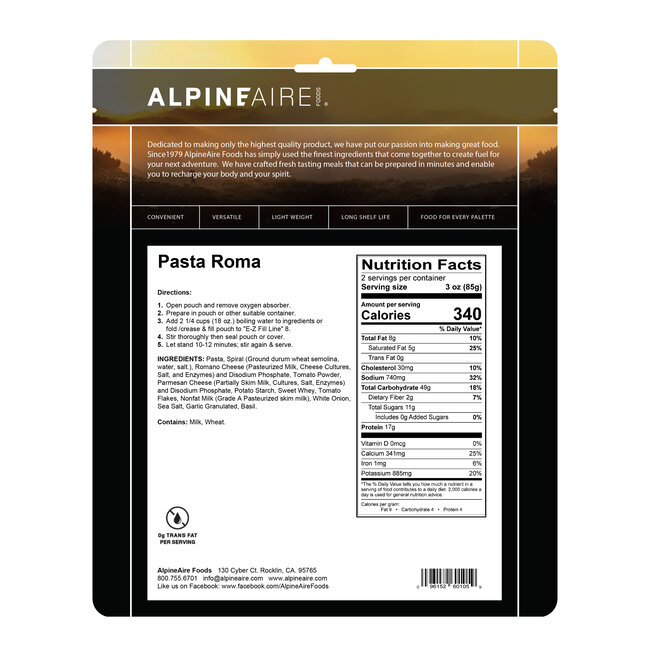 ALPINEAIRE ALPINE AIRE FREEZE DRIED FOOD