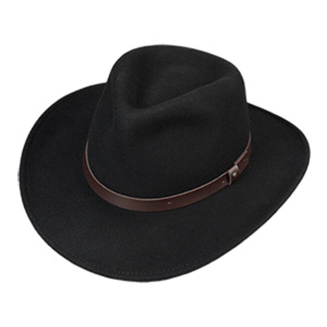 BRONER BLACK FELT OUTBACK LEATHER-LIKE BAND