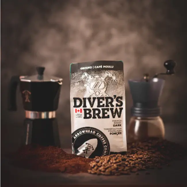 ARROWHEAD COFFEE COMPANY DIVER'S BREW FRENCH ROAST DARK COFFEE (340g)