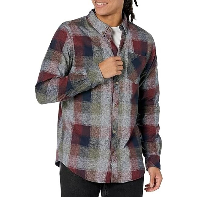 SILVER JEANS CO PLAID BURGUNDY SHIRT