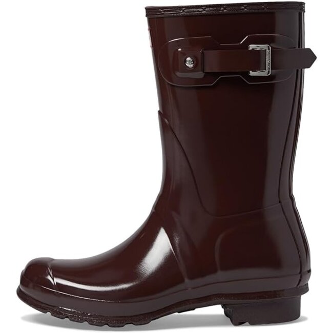 HUNTER WOMEN'S ORIGINAL GLOSS SHORT BOOT - BROWN BOLT