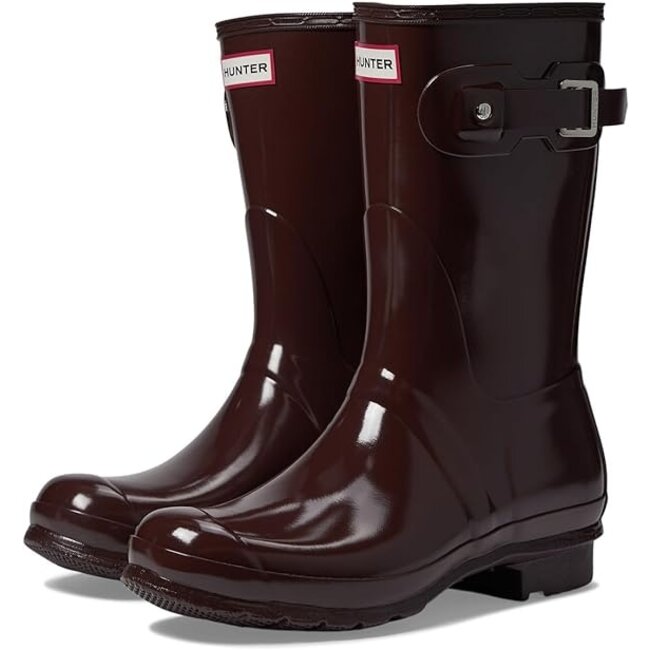 HUNTER WOMEN'S ORIGINAL GLOSS SHORT BOOT - BROWN BOLT