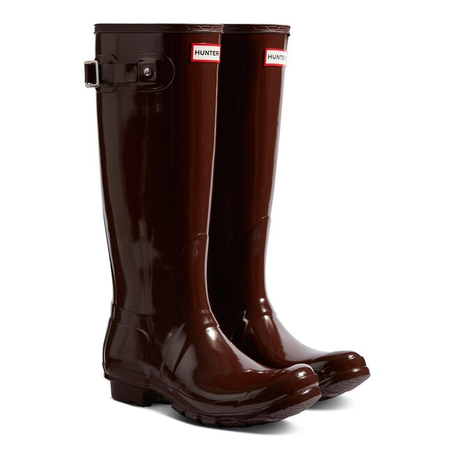 HUNTER WOMEN'S ORIGINAL GLOSS TALL BOOT - BROWN BOLT