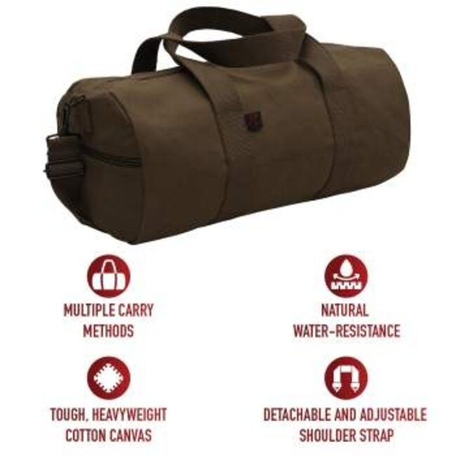 ROTHCO 19" CANVAS SHOULDER DUFFLE BAG (WORK BROWN)
