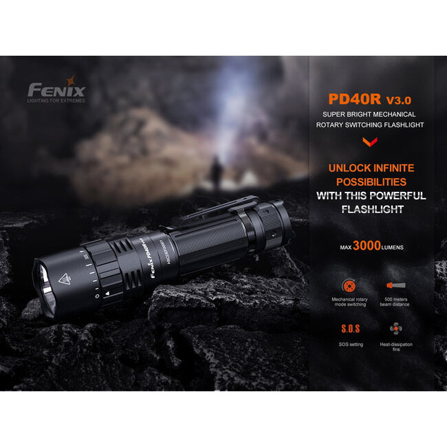 FENIX PD40R V3.0 SUPER BRIGHT MECHANICAL ROTARY SWITCHING FLASHLIGHT