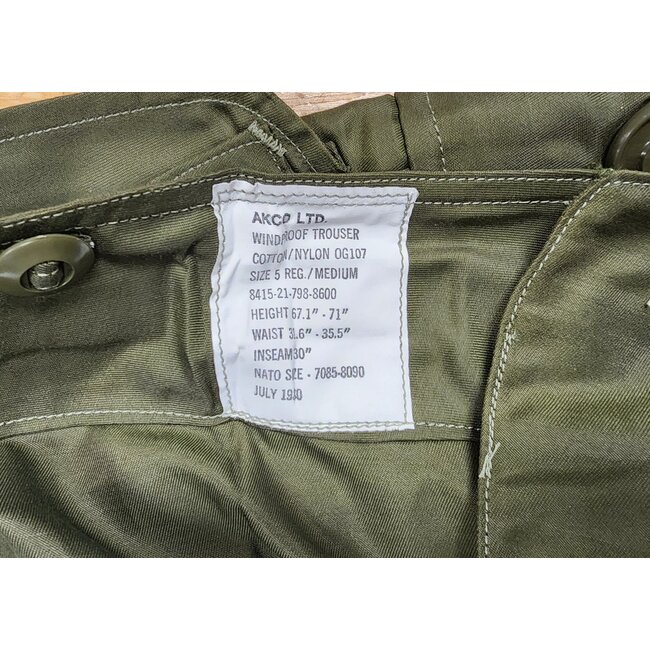 CANADIAN SURPLUS CANADIAN 1970'S-80'S WIND PANT-LIKE NEW