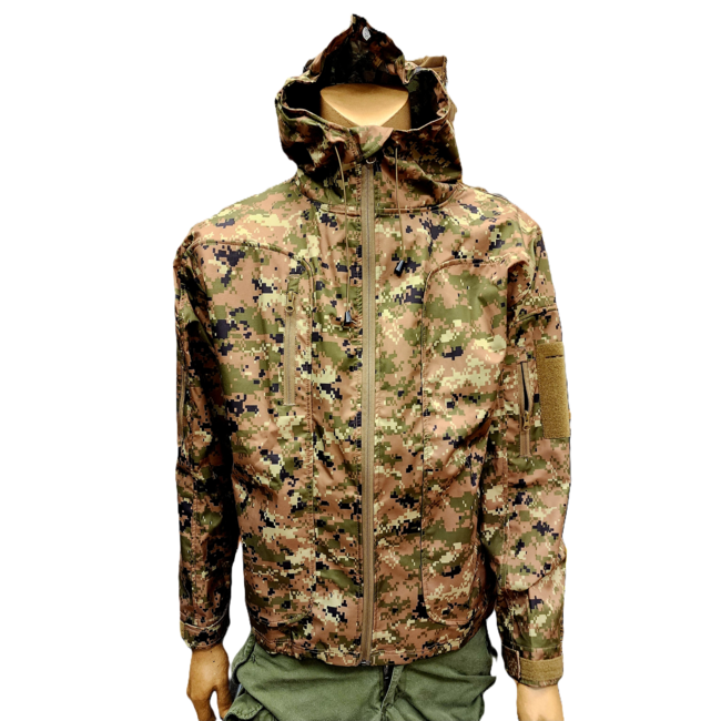 TACTICAL STITCH CAMOUFLAGE RAIN JACKET