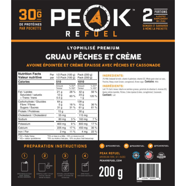 PEAK REFUEL CREAMY PEACHES AND OATS