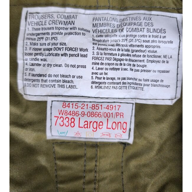 CANADIAN SURPLUS COMBAT VEHICLE CREWMAN PANTS