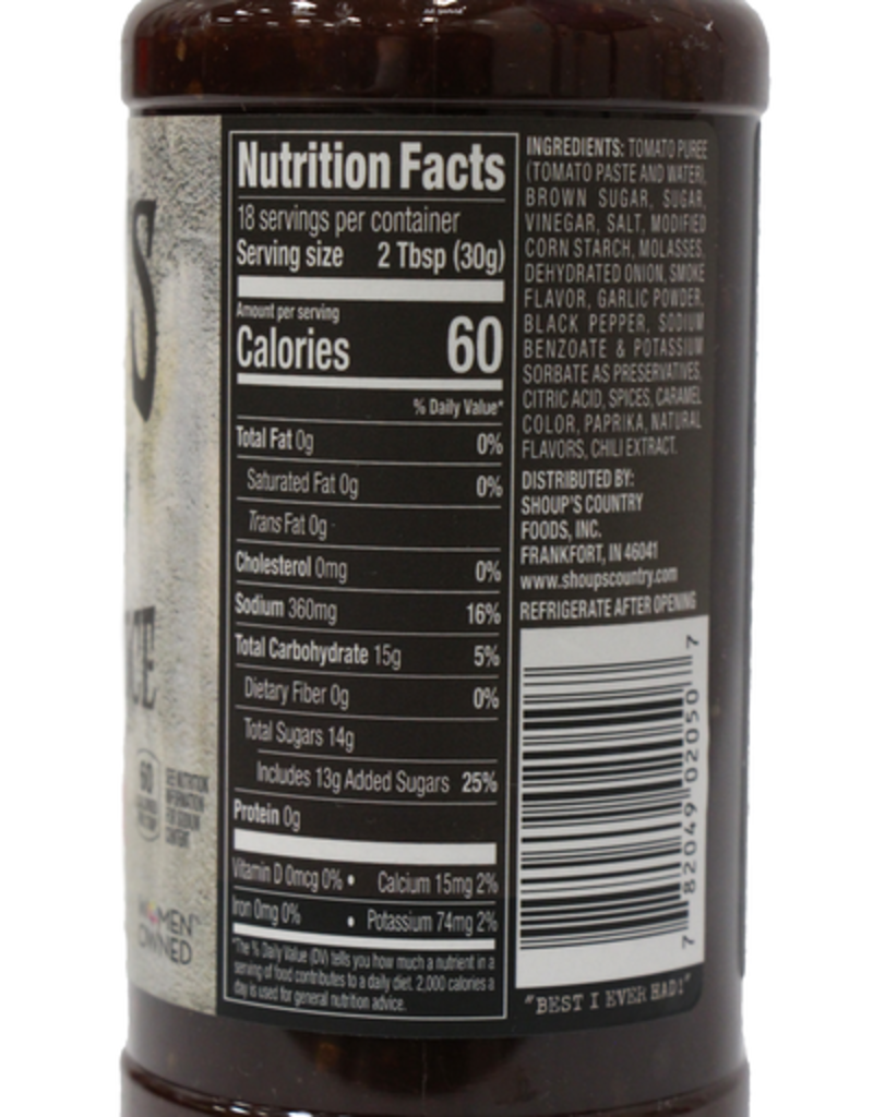 Shoups 01835 Shoups BBQ Sauce 19 Ounce Bottle