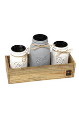 N/A 01816 Painted Mason Jar Set in Wood Box