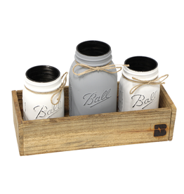N/A 01816 Painted Mason Jar Set in Wood Box