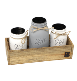 N/A Painted Mason Jar Set in Wood Box