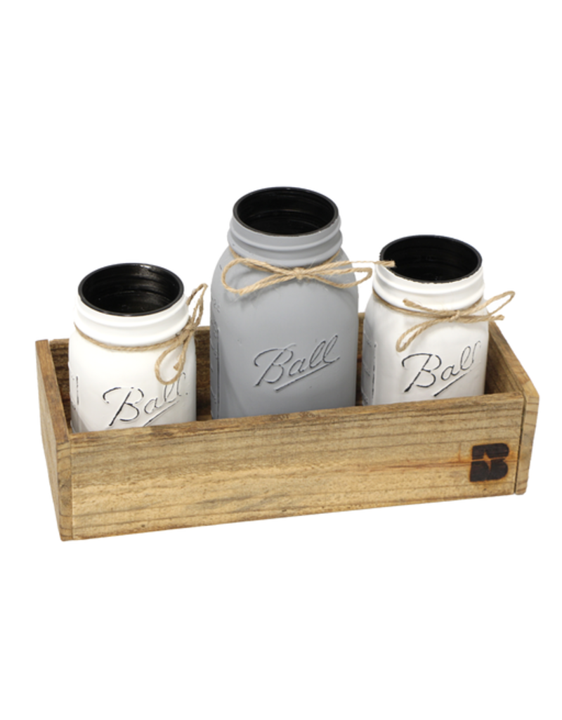 N/A 01816 Painted Mason Jar Set in Wood Box
