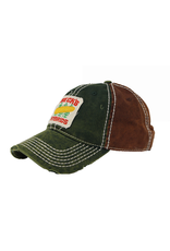 N/A 01580 Heavy Washed Green/Brown Patch Hat