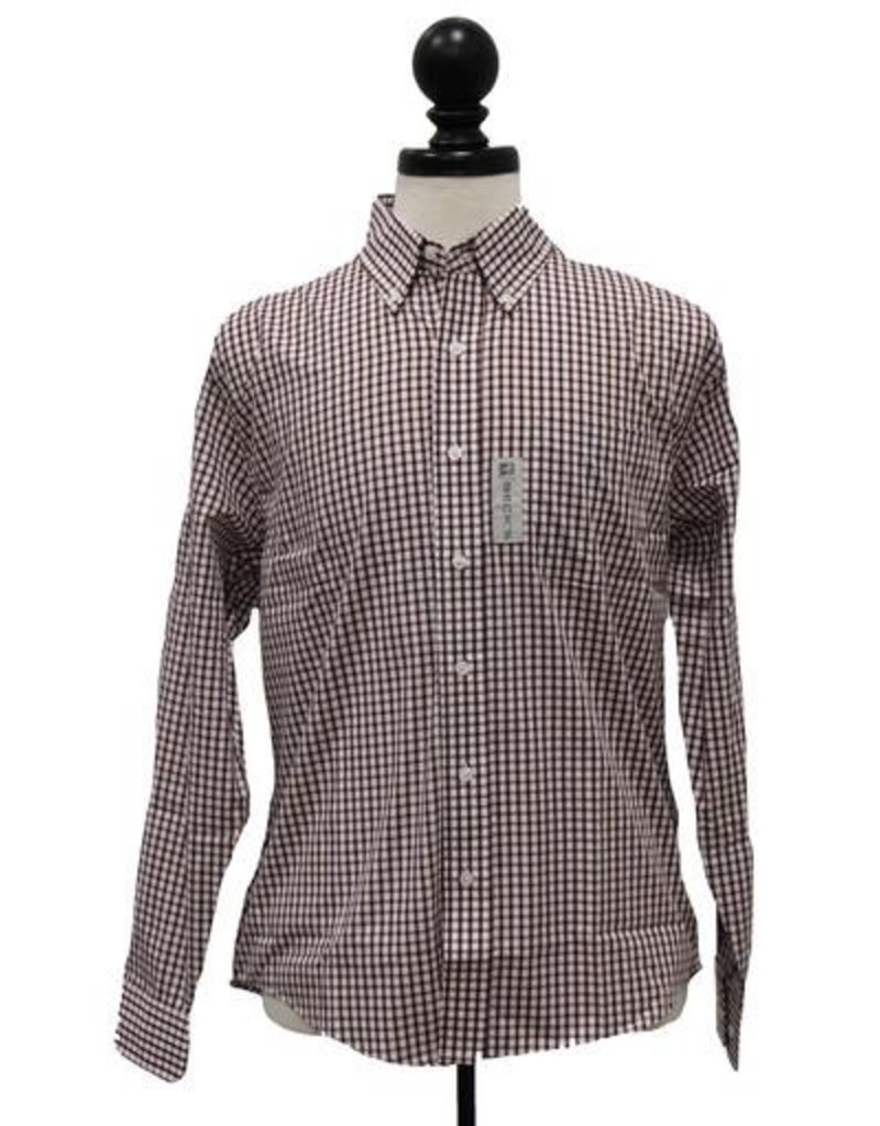 Vantage 01989 Men's Easy-Care Gingham Check Shirt - Patch Logo