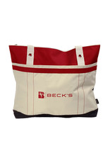 03215 Red/Cream Canvas Zippered Bag