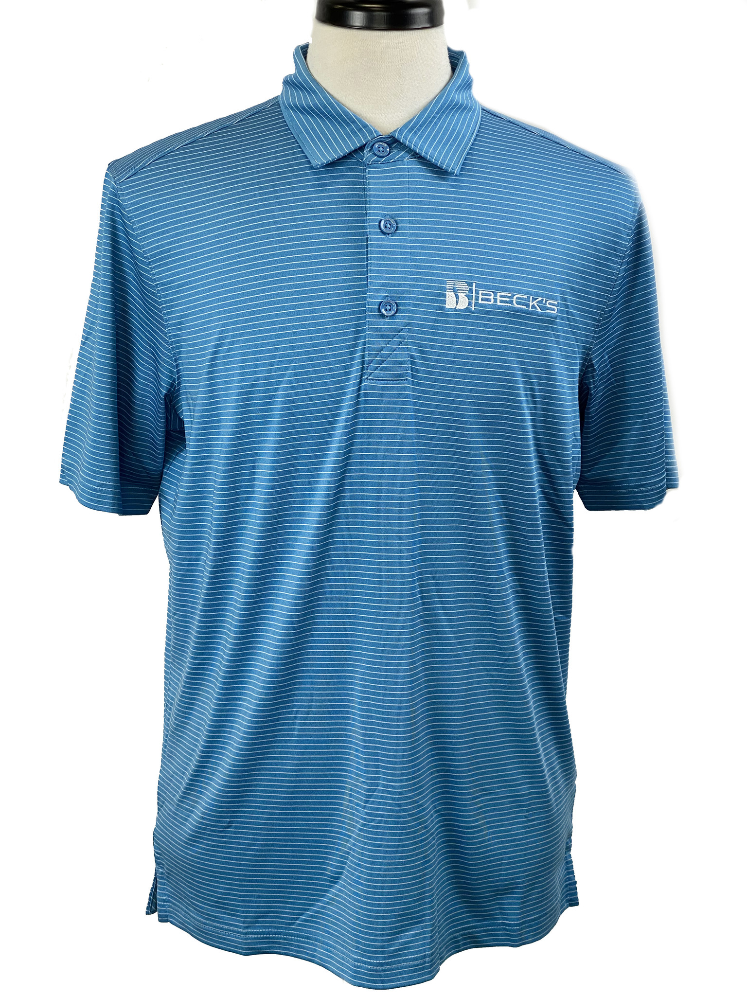 Atlanta Braves Cutter & Buck Forge Eco Double Stripe Stretch Recycled Polo  - Light Blue/White