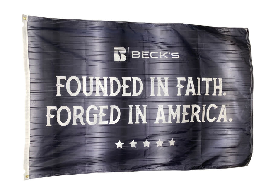 03930 Founded In Faith Double Sided Flag - Beck's Country Store