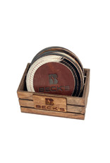 Cambridge 03947 Leather & Cowhide Coaster With Box