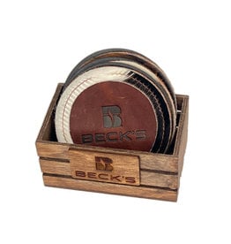 Cambridge 03947 Leather & Cowhide Coaster With Box