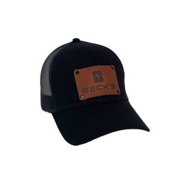 03955 Black Mesh Hat with Leather patch