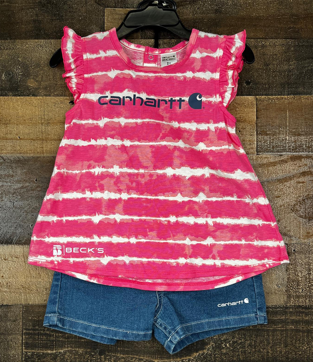 Carhartt Toddler Girls CG9812 Horse Stripe T-Shirt and Print