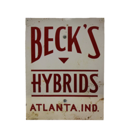 03139 Vintage Red & White Metal Sign