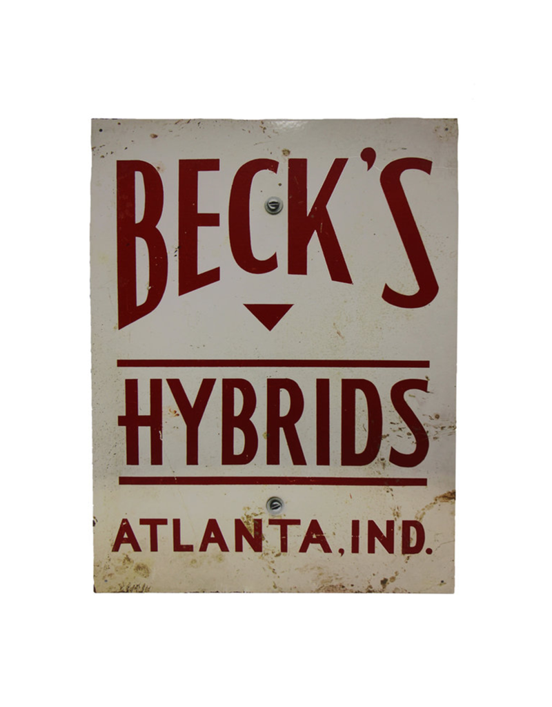 03139 Vintage Red & White Metal Sign