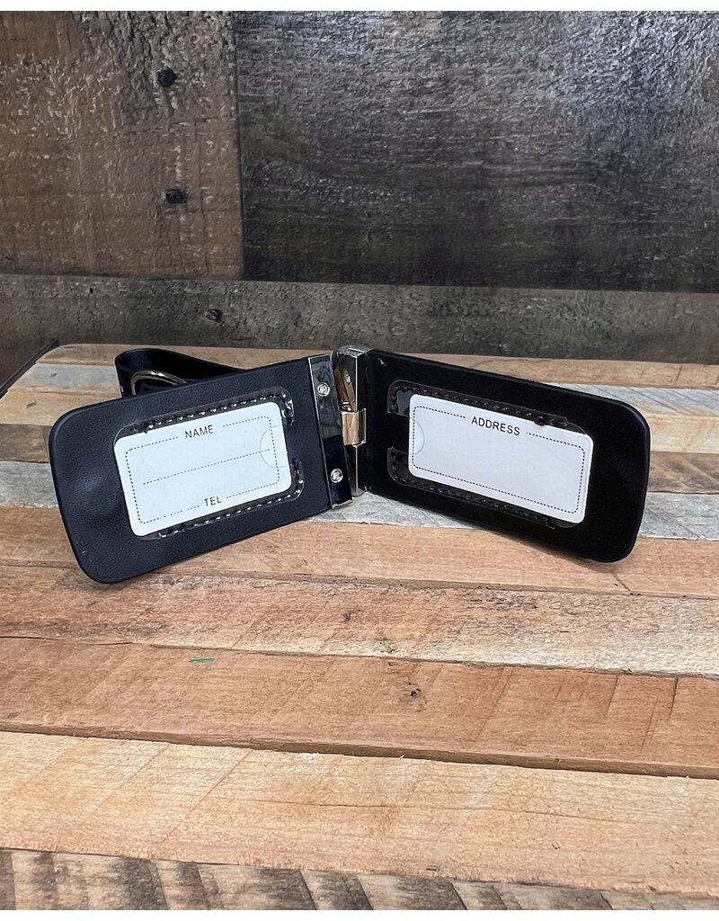 N/A 01777 Black Leather Luggage Tag