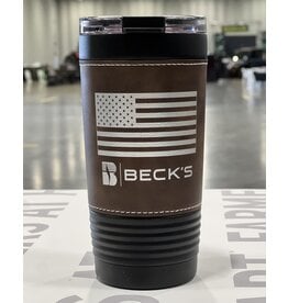 Polar Camel 04815 Leather Wrap Tumbler Flag Logo