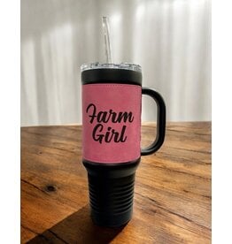 Polar Camel 04893 Polar Camel Pink Leather Wrap Tumbler