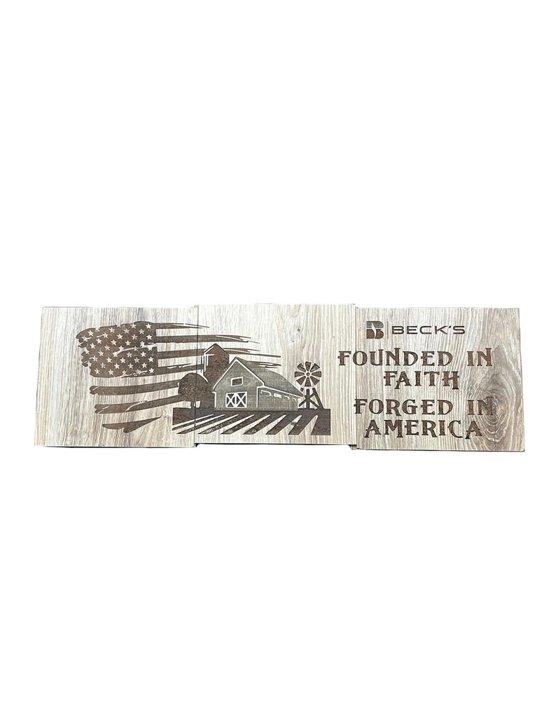 04046 USA Made Wood Sign Founded On Faith