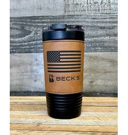 Polar Camel 04815 Leather Wrap Tumbler Flag Logo