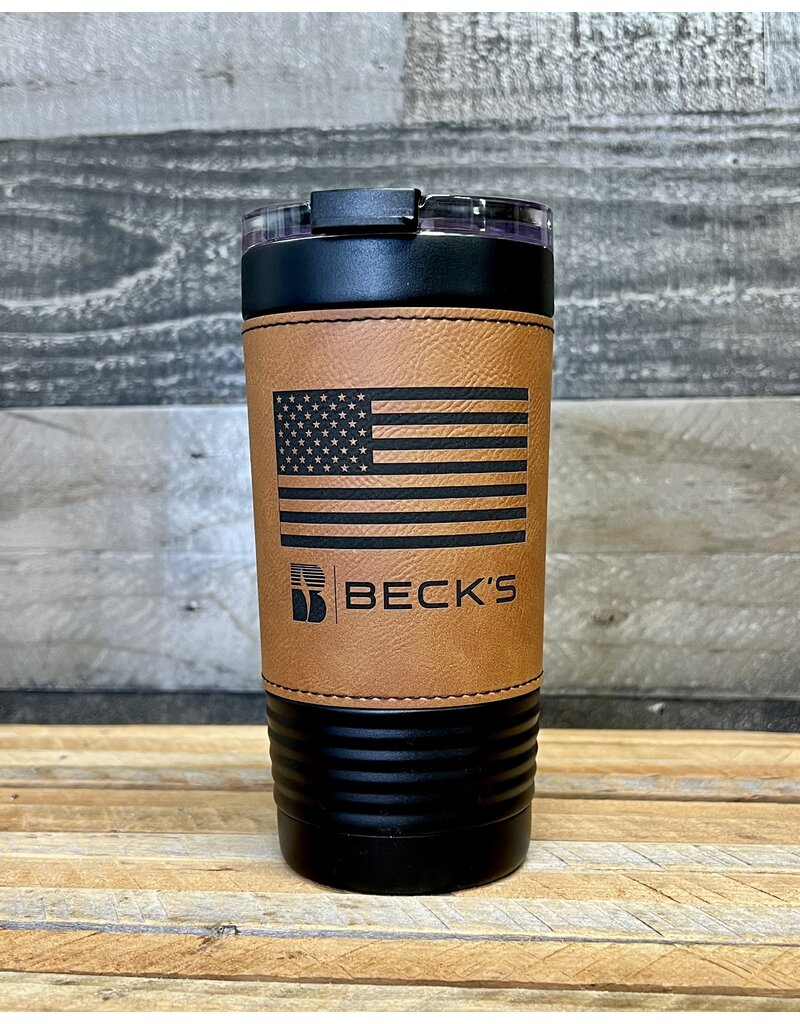 Polar Camel 04815 Leather Wrap Tumbler Flag Logo