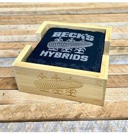 04895 Slate Square Coaster w/Bamboo Holder