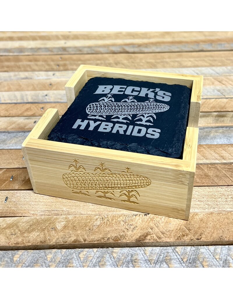 04895 Slate Square Coaster w/Bamboo Holder