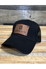 03955 Black Mesh Hat with Leather patch
