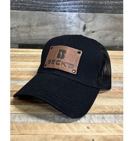 03955 Black Mesh Hat with Leather patch