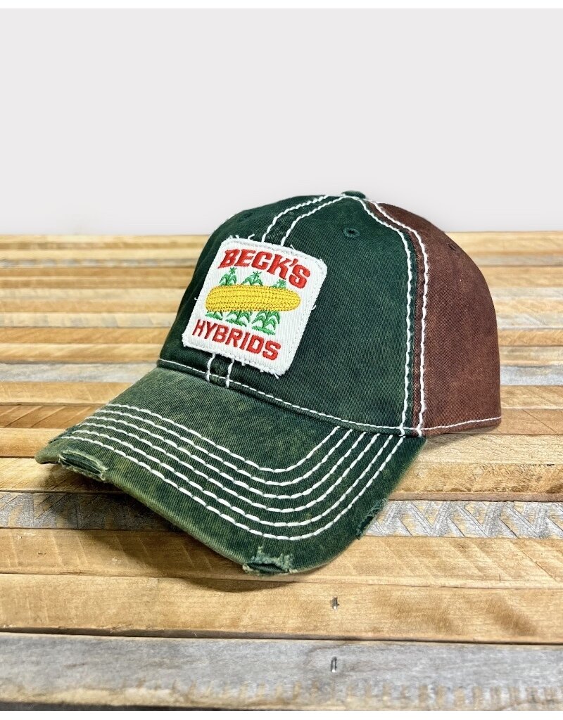 N/A 01580 Heavy Washed Green/Brown Patch Hat