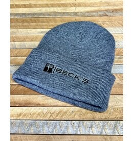 Port Authority 04312 Grey Knit Beanie w/ Cuff