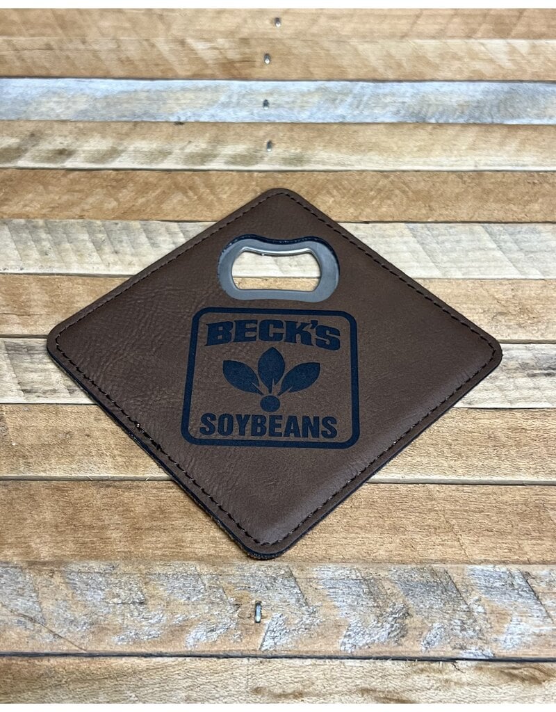 04383 Leather Coaster w/ Bottle Opener