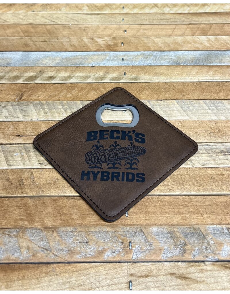 04383 Leather Coaster w/ Bottle Opener