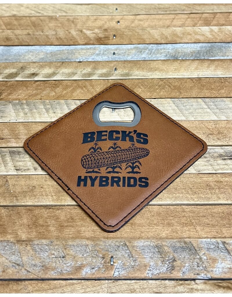 04383 Leather Coaster w/ Bottle Opener
