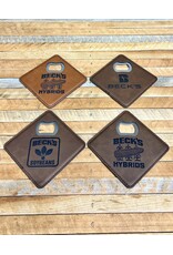 04383 Leather Coaster w/ Bottle Opener