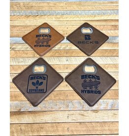 04383 Leather Coaster w/ Bottle Opener