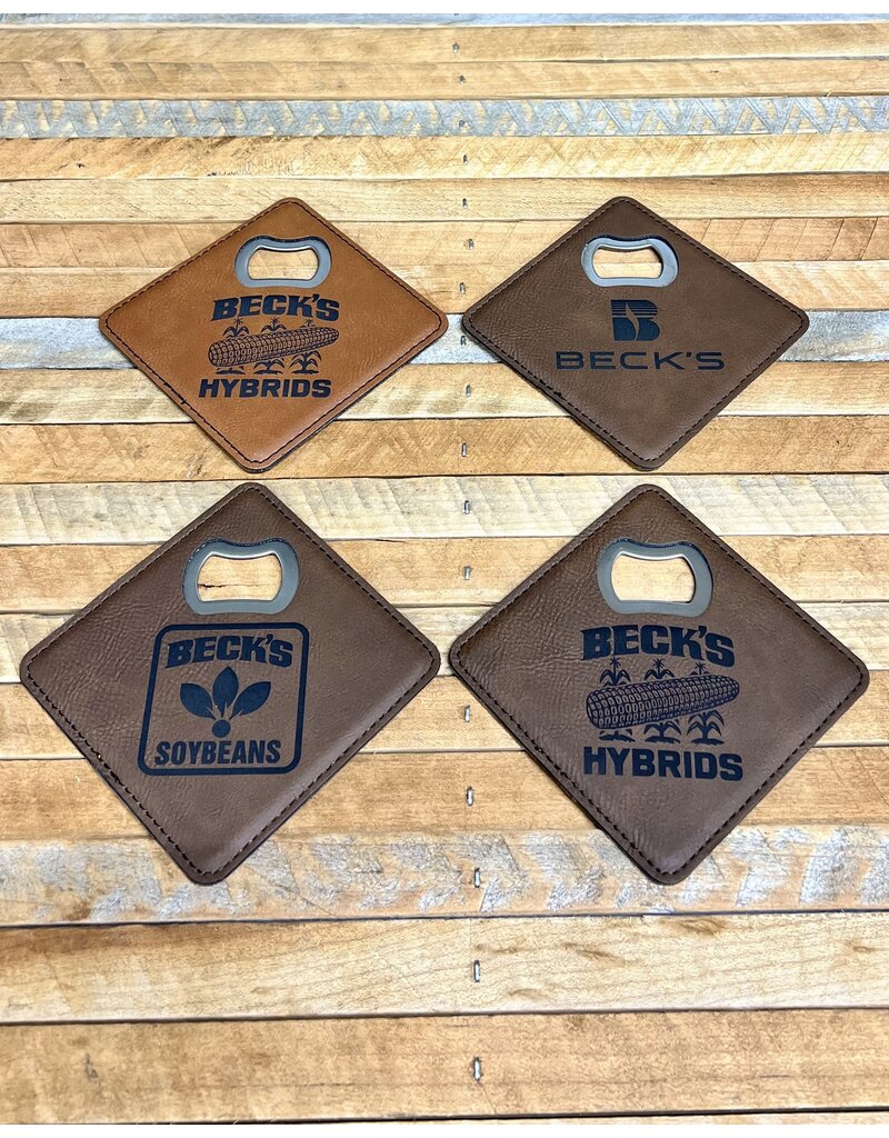 04383 Leather Coaster w/ Bottle Opener