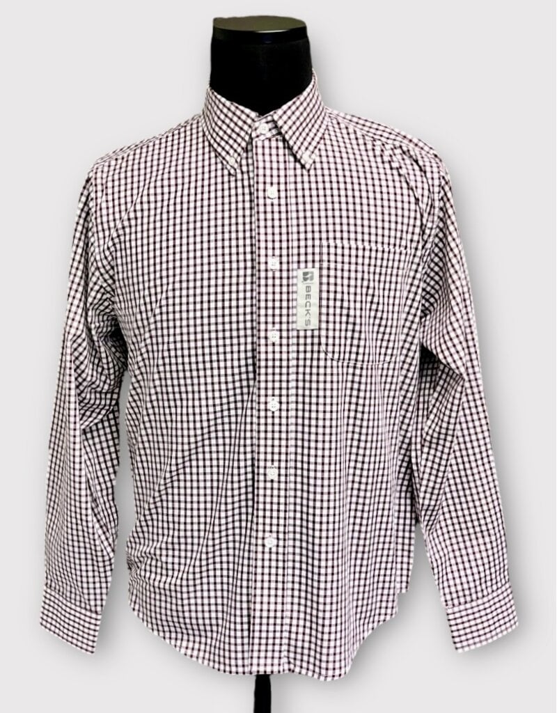 Vantage 01989 Men's Easy-Care Gingham Check Shirt - Patch Logo