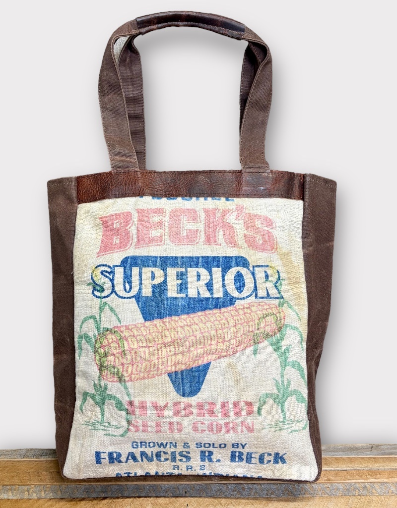 02137 Leather & Seed Bag Tote - Beck's Country Store