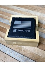 04326 Slate Flag Coaster Set w/ Bamboo Box